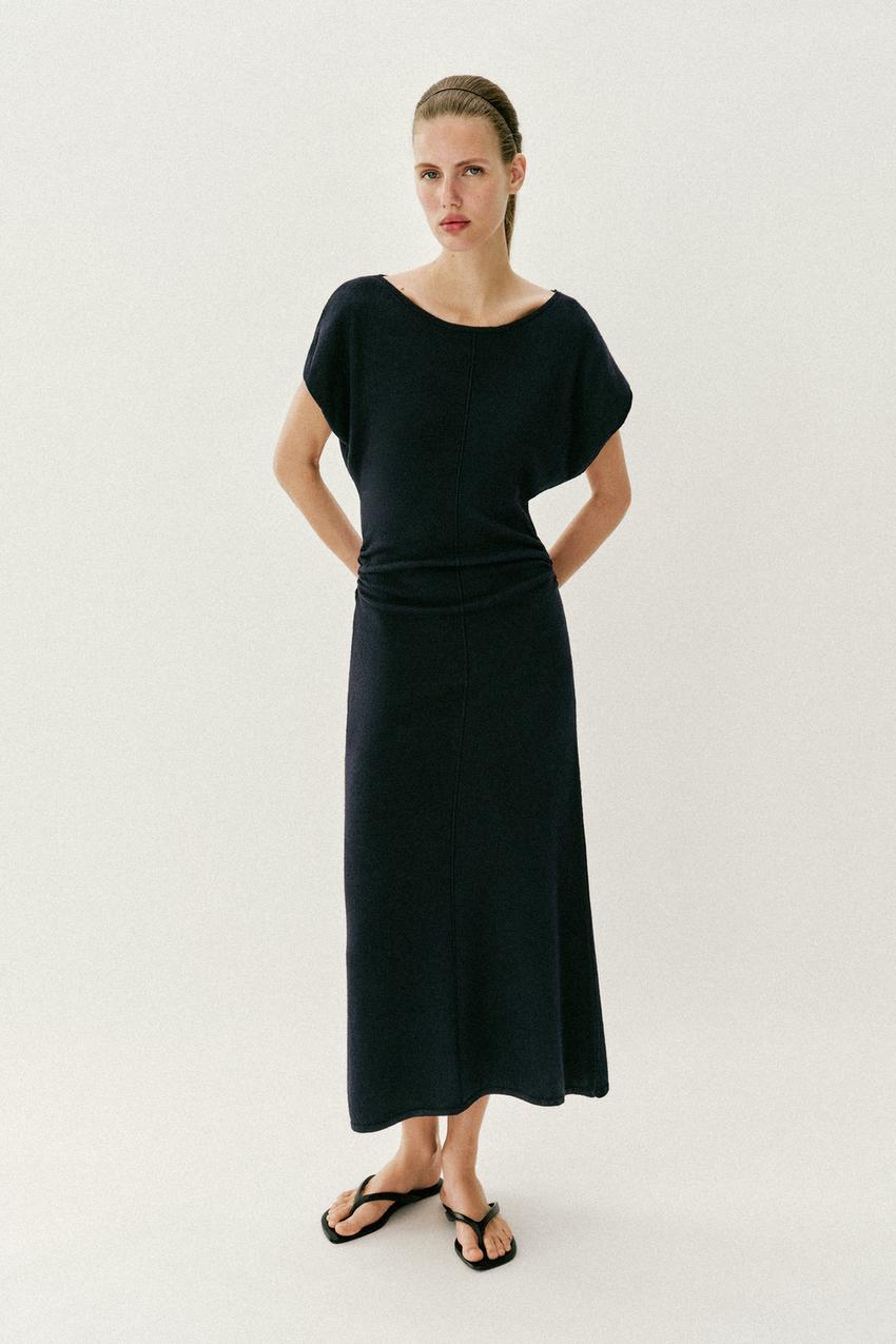 zara knit dress grey ZARA. Long, mottled gray ribbed dress. TS – Hibuy market