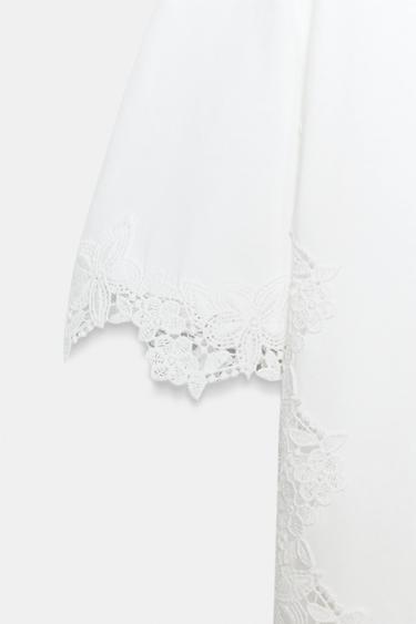 T-SHIRT MANCHES COURTES DENTELLE - Blanc de Zara - Image 7