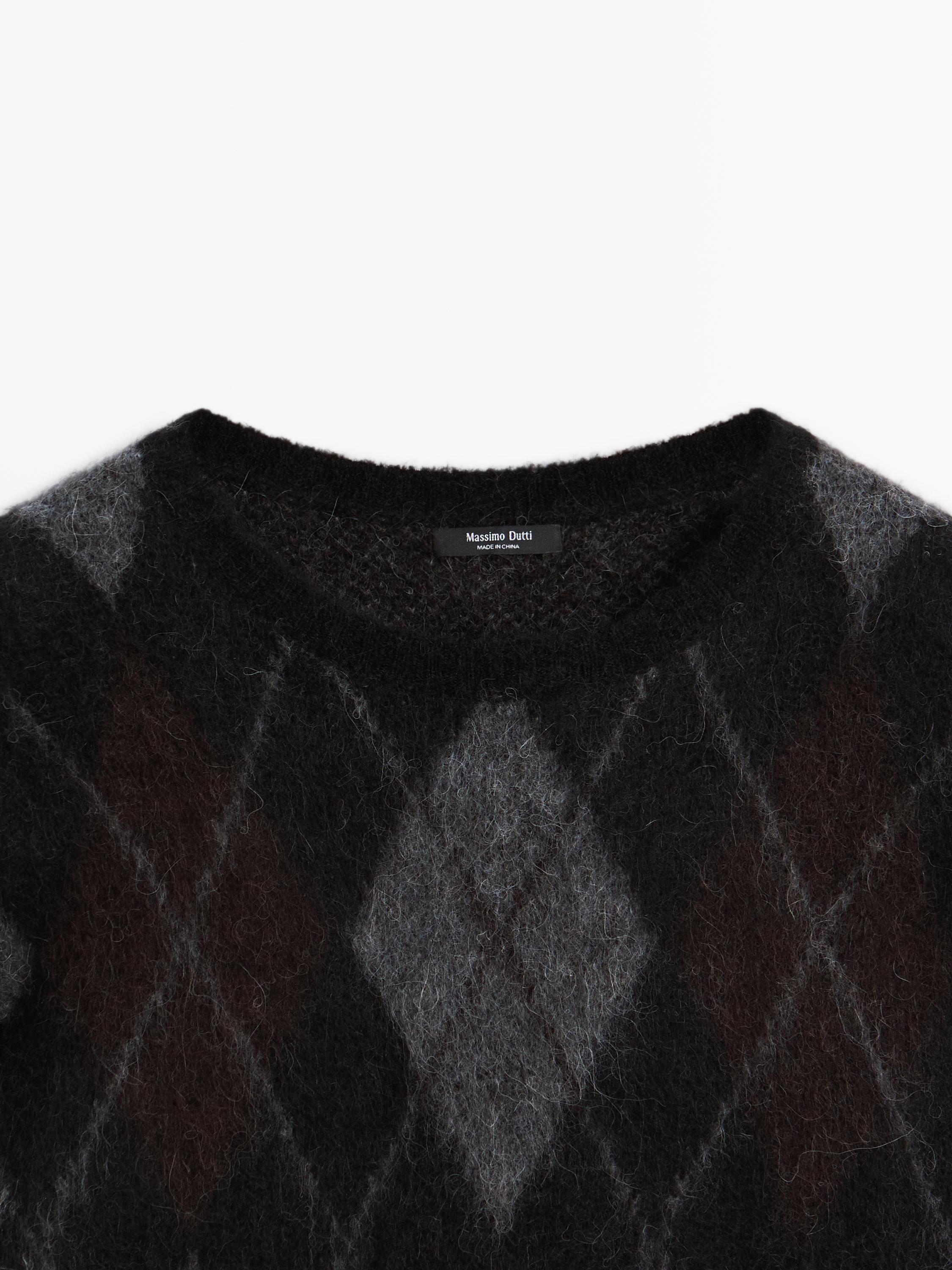 Argyle knit wool and alpaca sweater