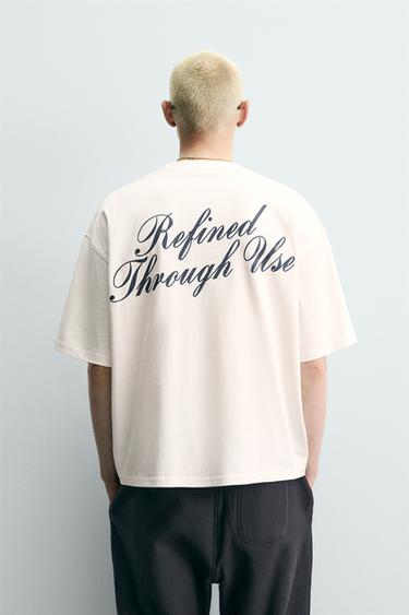 T-SHIRT RELAXED FIT À INSCRIPTIONS IMPRIMÉES - Blanc de Zara - Image 2