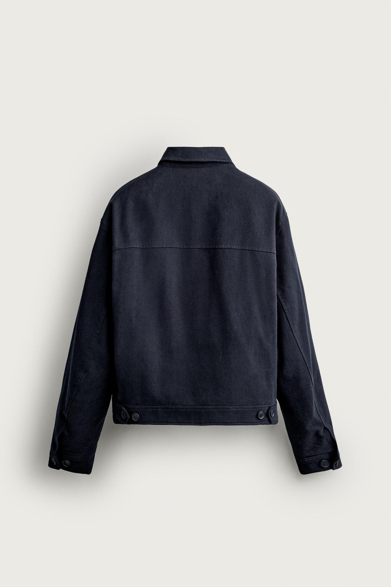 PADDED LYOCELL AND COTTON JACKET — Navy blue