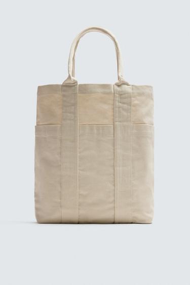 BOLSO SHOPPER TEJIDO - Blanco Crudo de Zara