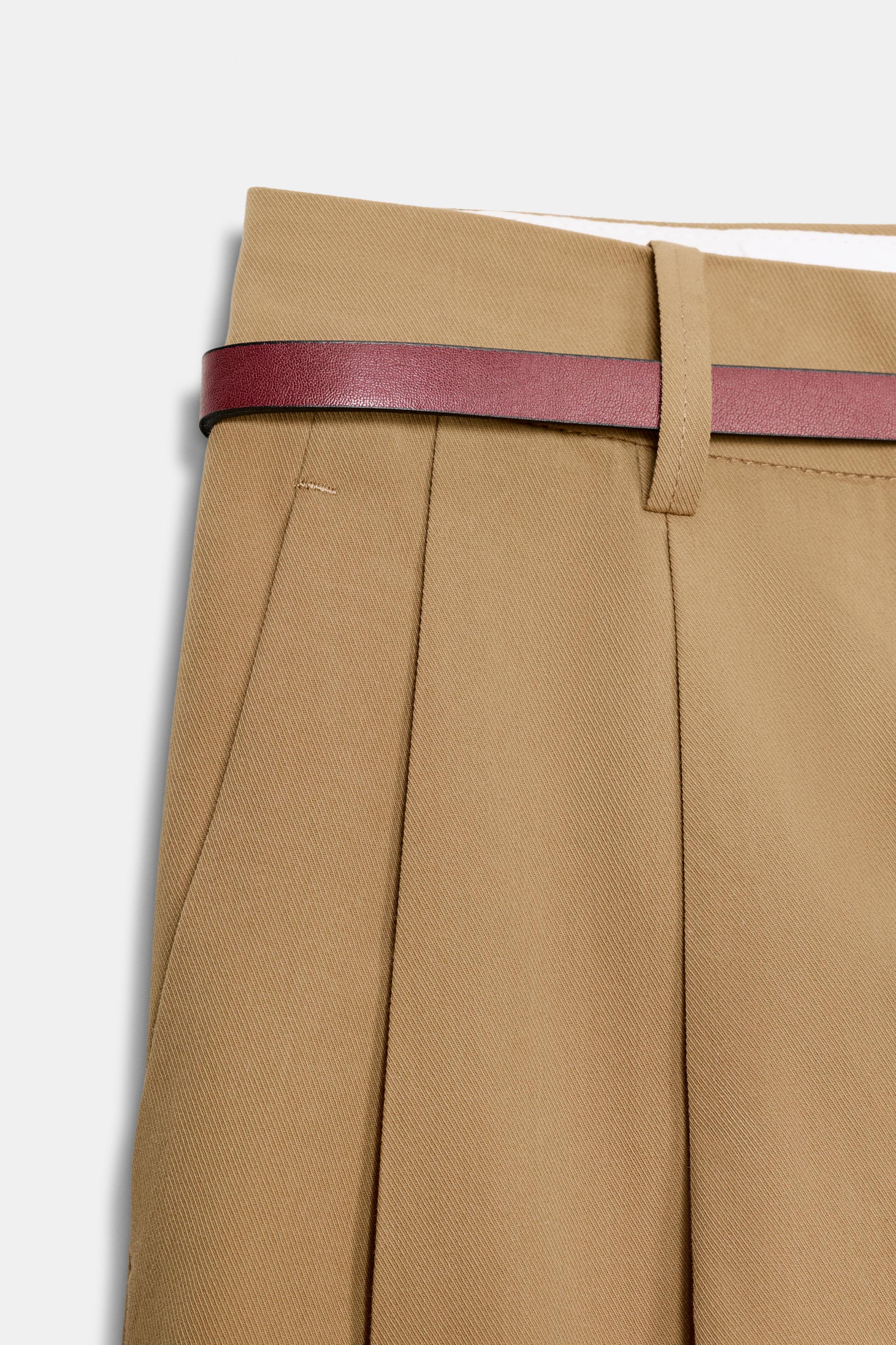 BELTED PLEATED PANTS