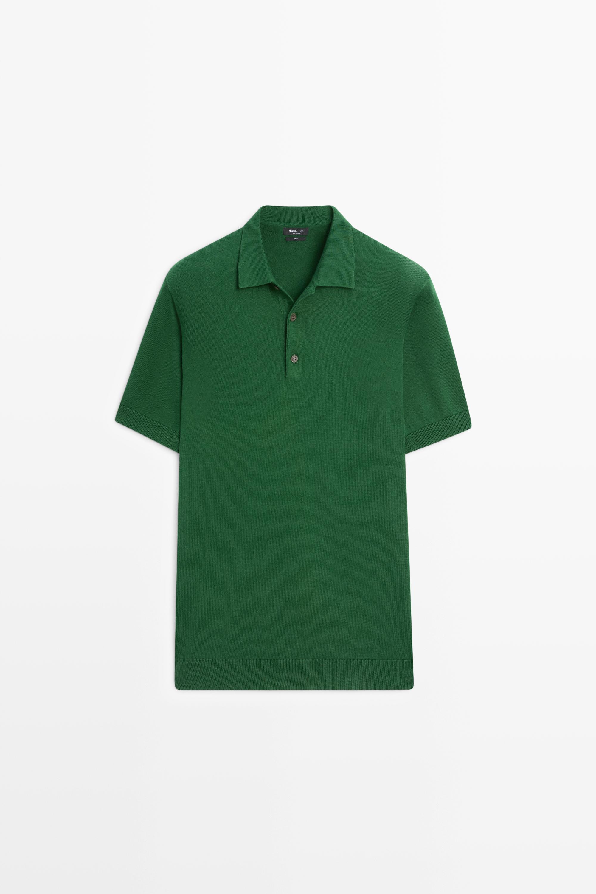 100% cotton knit polo sweater - Intense green | ZARA United States