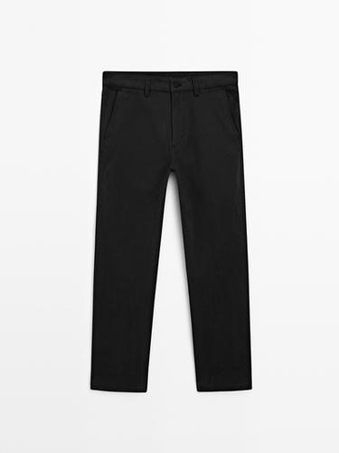 Zara Tapered fit brushed trousers - Black - Image 0