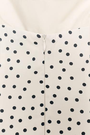 ROBE MI-LONGUE À POIS - Blanc / Noir de Zara - Image 5