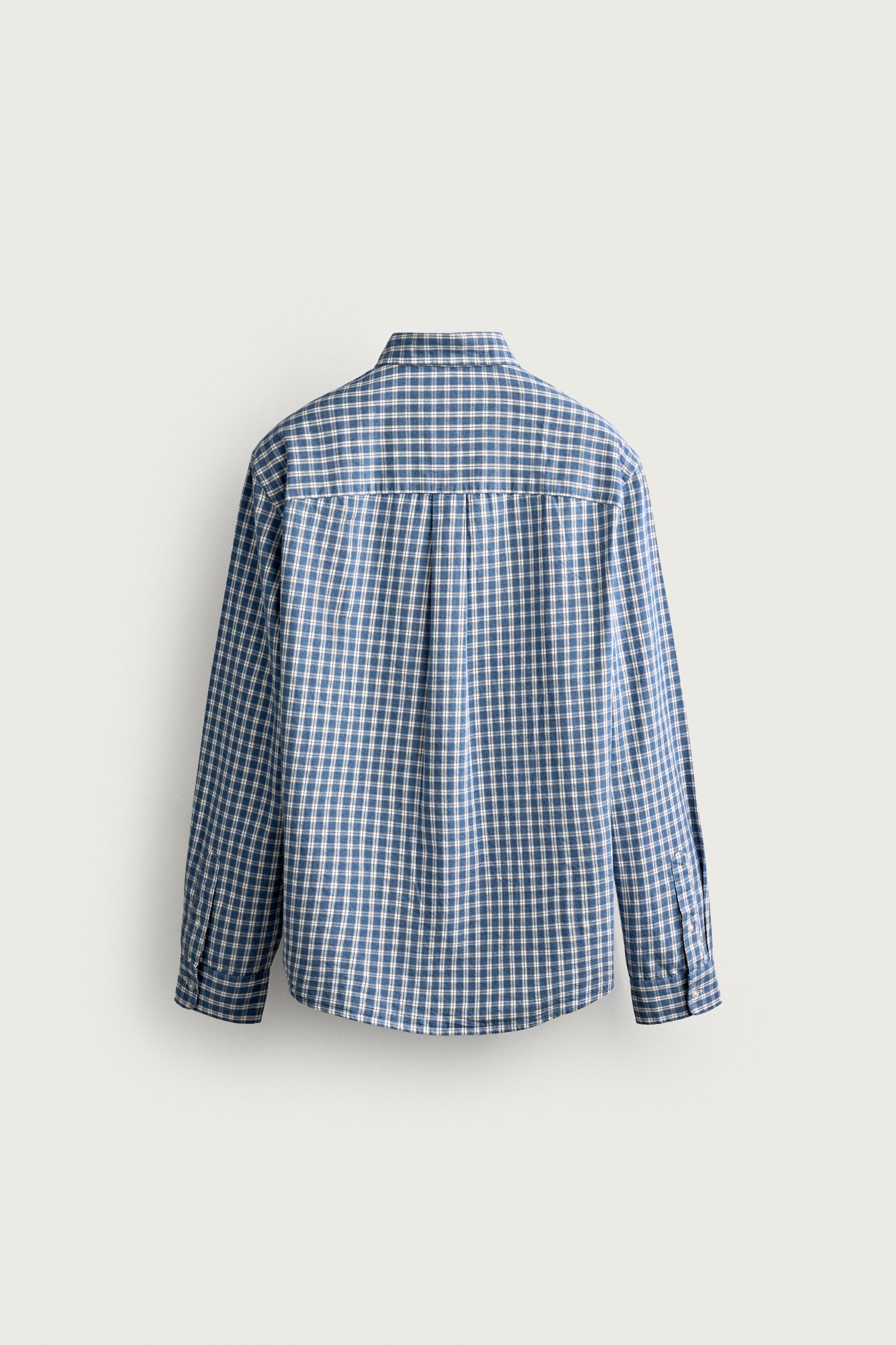AARON LEVINE X ZARA CHECKED TWILL SHIRT — Ecru / Blue