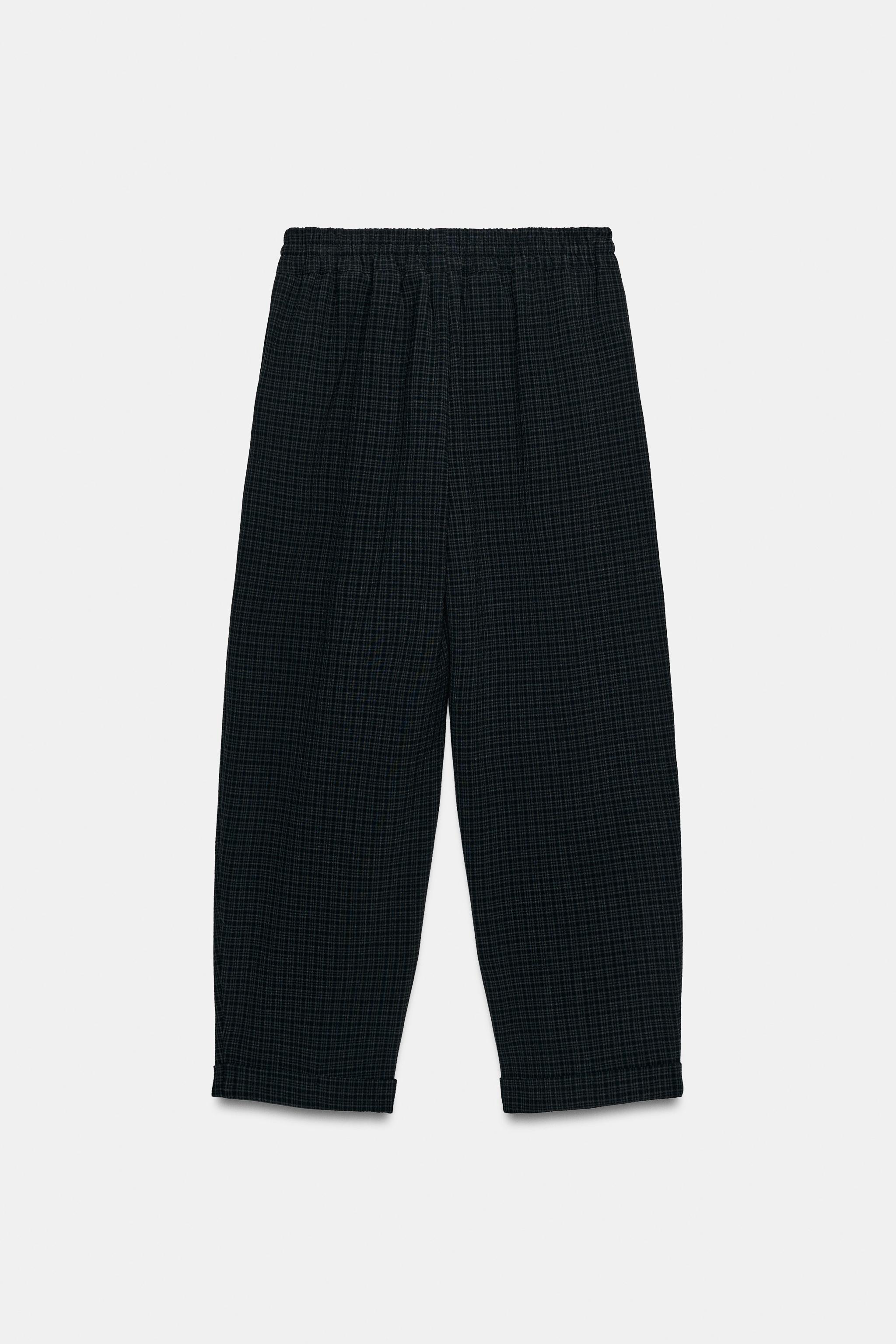 PLAID TURNED-UP HEM PANTS