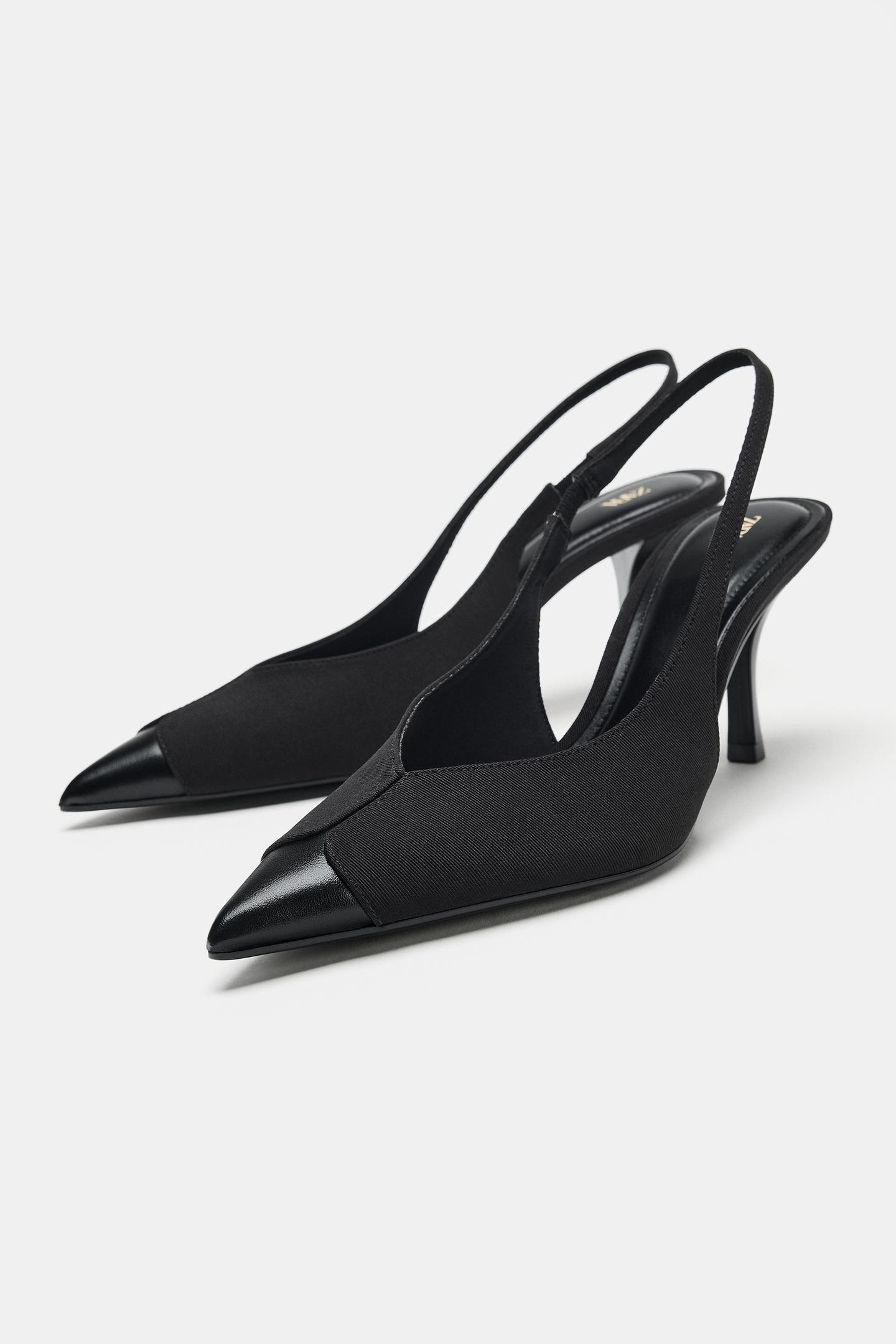 Женские туфли Zara Slingback Heels, цвет: Чёрный — фото 3