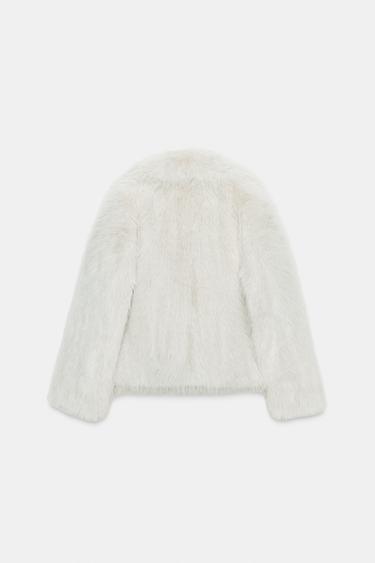 FAUX FUR JACKET ZW COLLECTION - Ecru by Zara