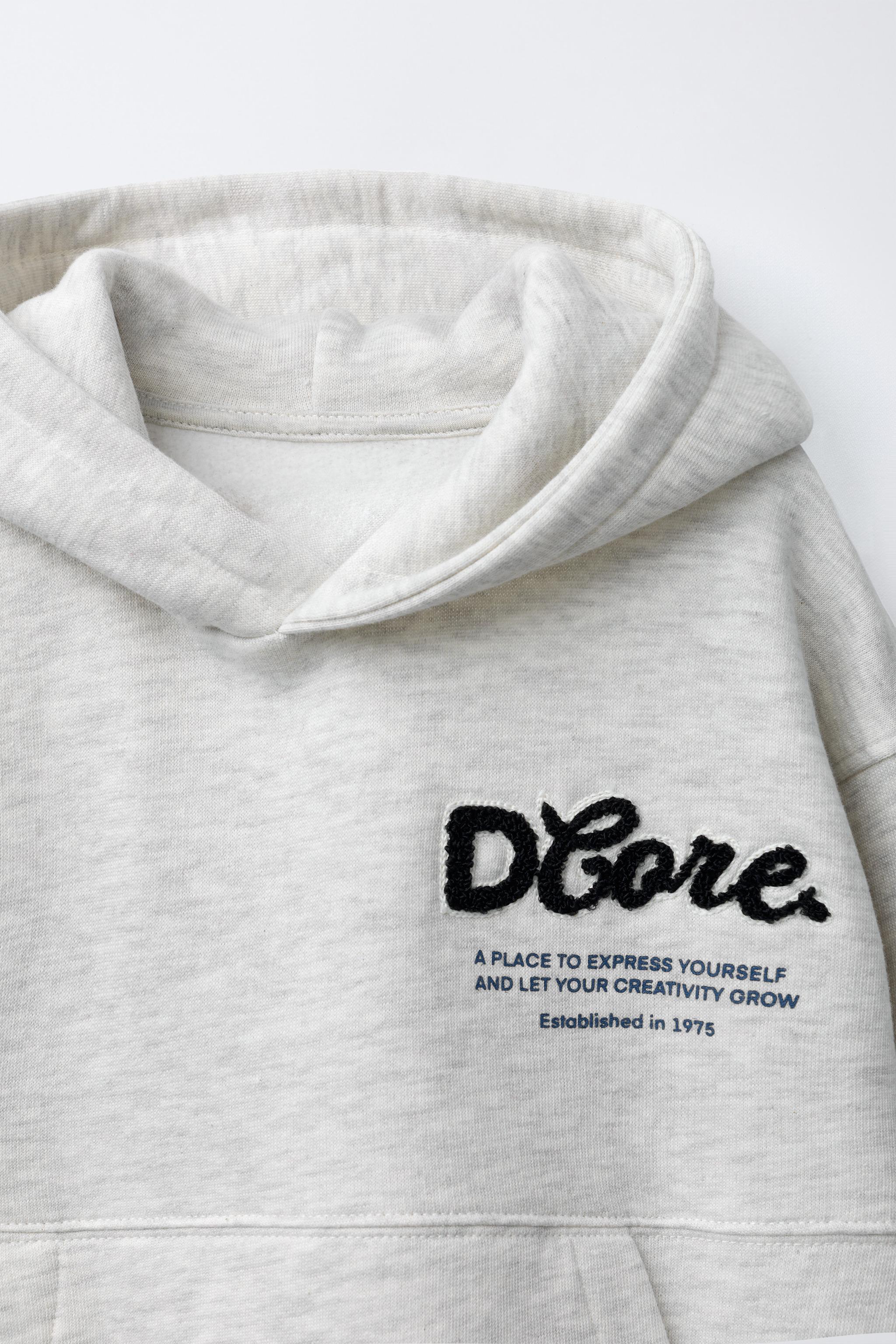 HOODIE WITH TERRY TEXT - Bottle green | ZARA United Kingdom