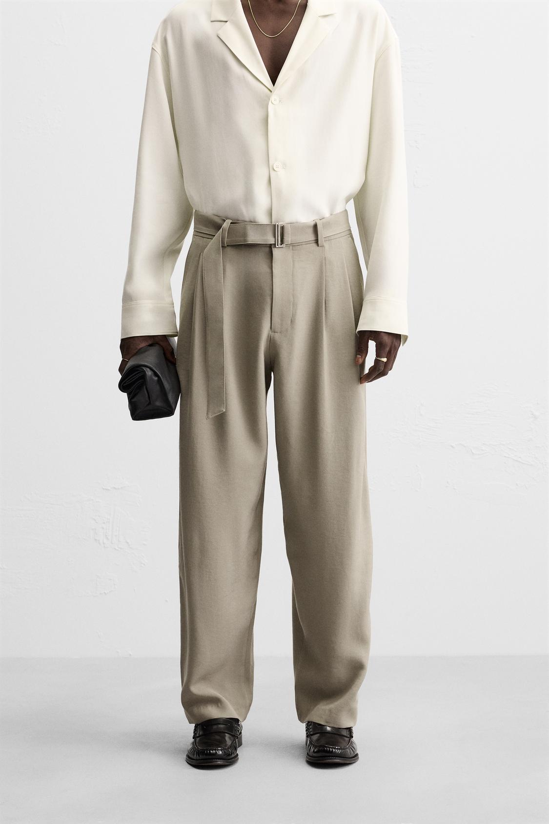 PLEATED TROUSERS WITH BELT