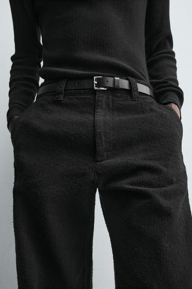 TEXTURED STRAIGHT-LEG TROUSERS - Black by Zara - Image 5