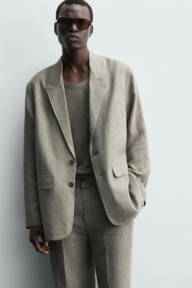 WASHED 100% LINEN SUIT BLAZER - Mink by Zara - Image 4