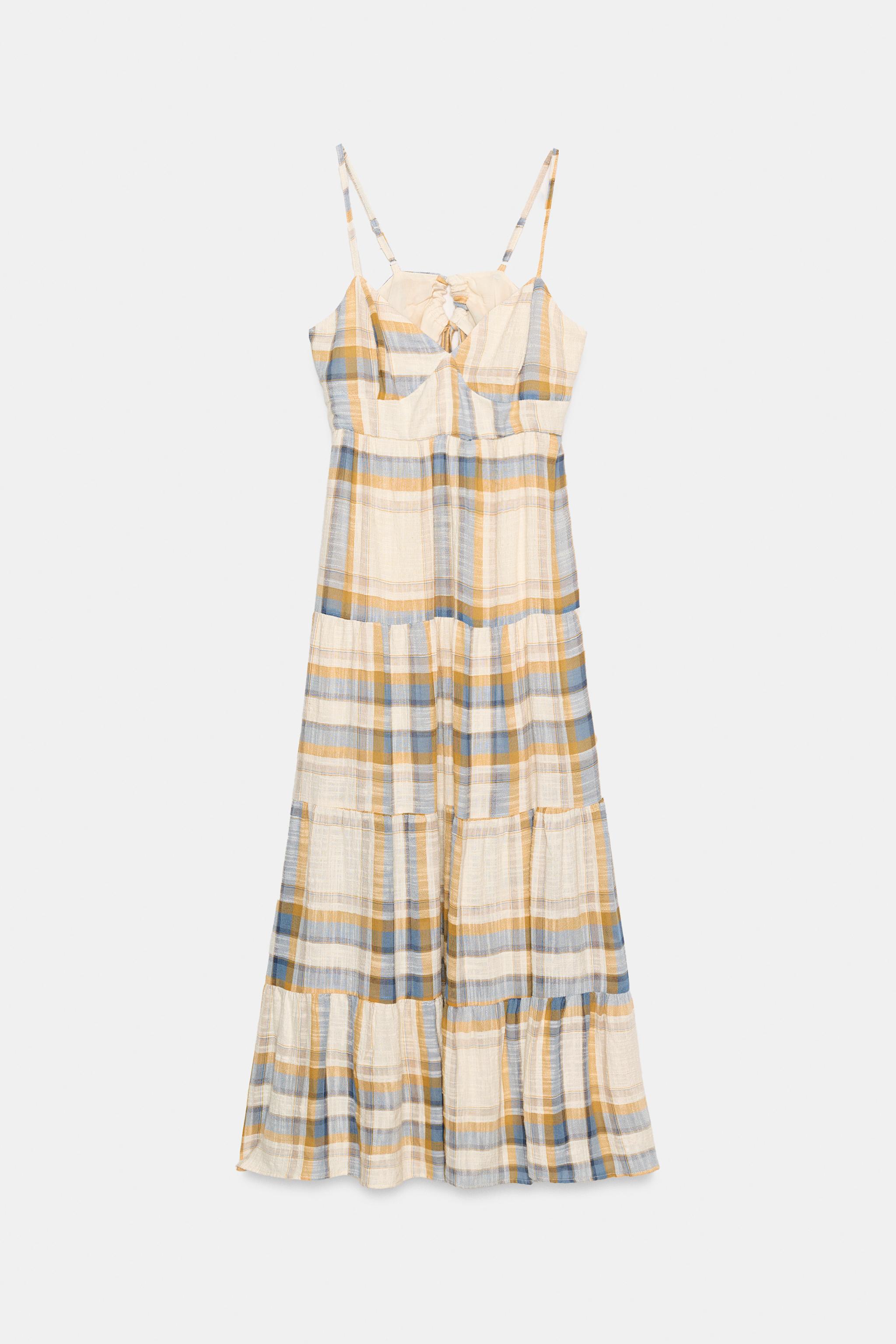 Женские платья Zara LONG PLAID DRESS — фото 7