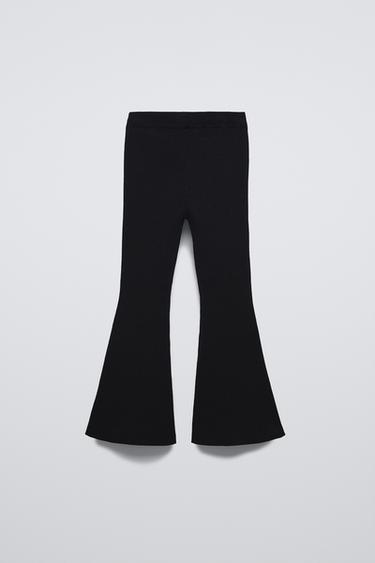 KNITTED BELL BOTTOM LEGGINGS - Black by Zara - Image 1