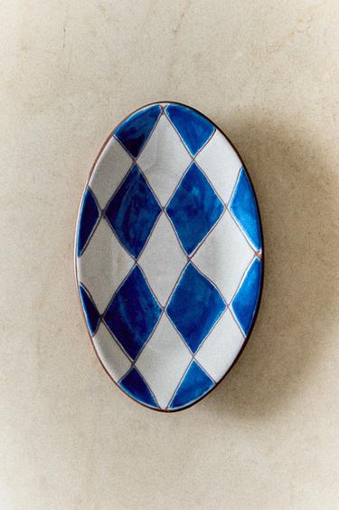 PORTE-SAVON SALLE DE BAIN CÉRAMIQUE LOSANGES BLEUES - Bleu / Blanc de Zara - Image 4