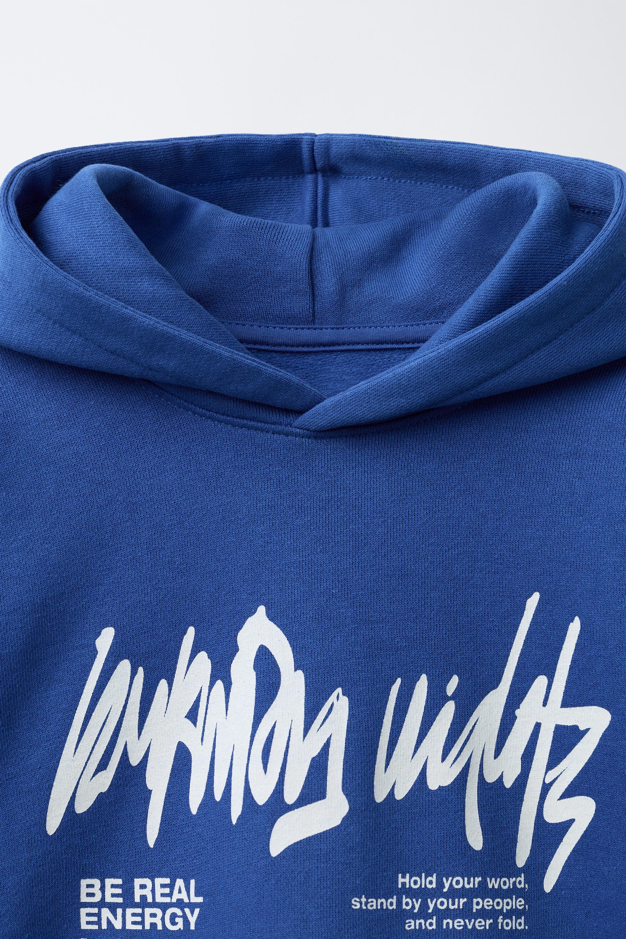 GRAFFITI HOODED SWEATSHIRT - Blue | ZARA United States
