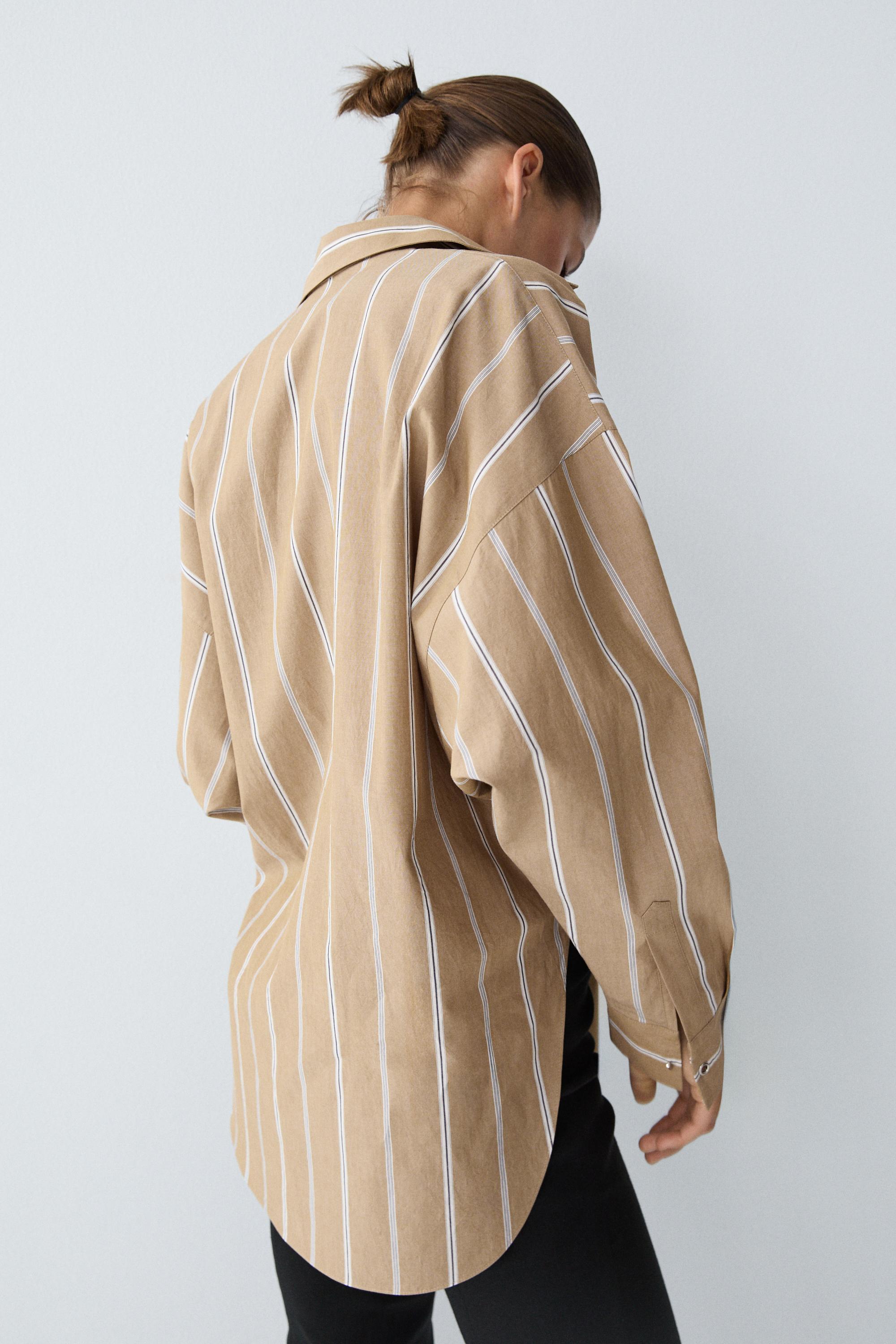Chemise rayée à boutons bijoux