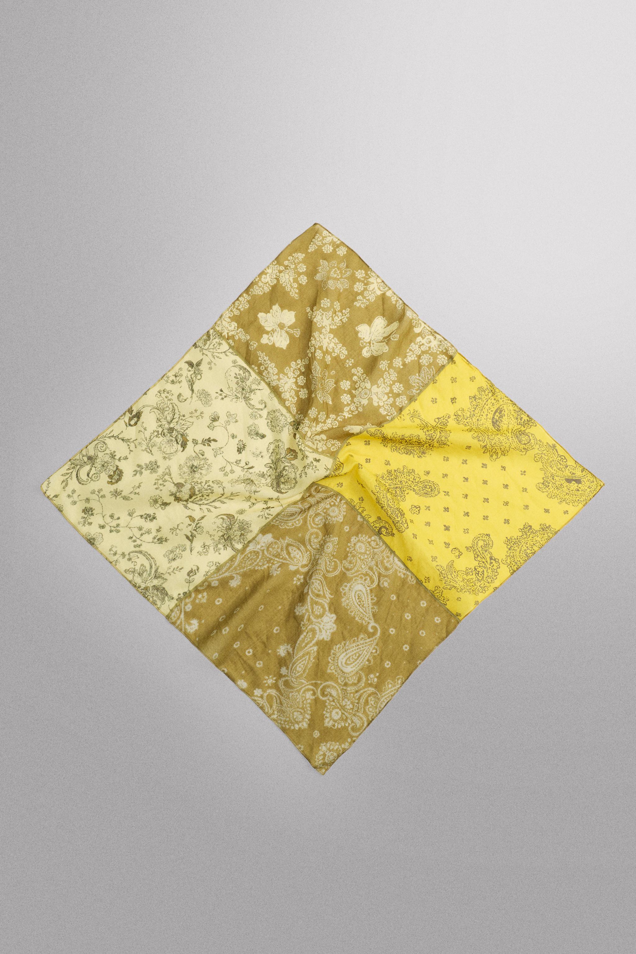 RAMIE-COTTON PATCHWORK BANDANA — Yellow