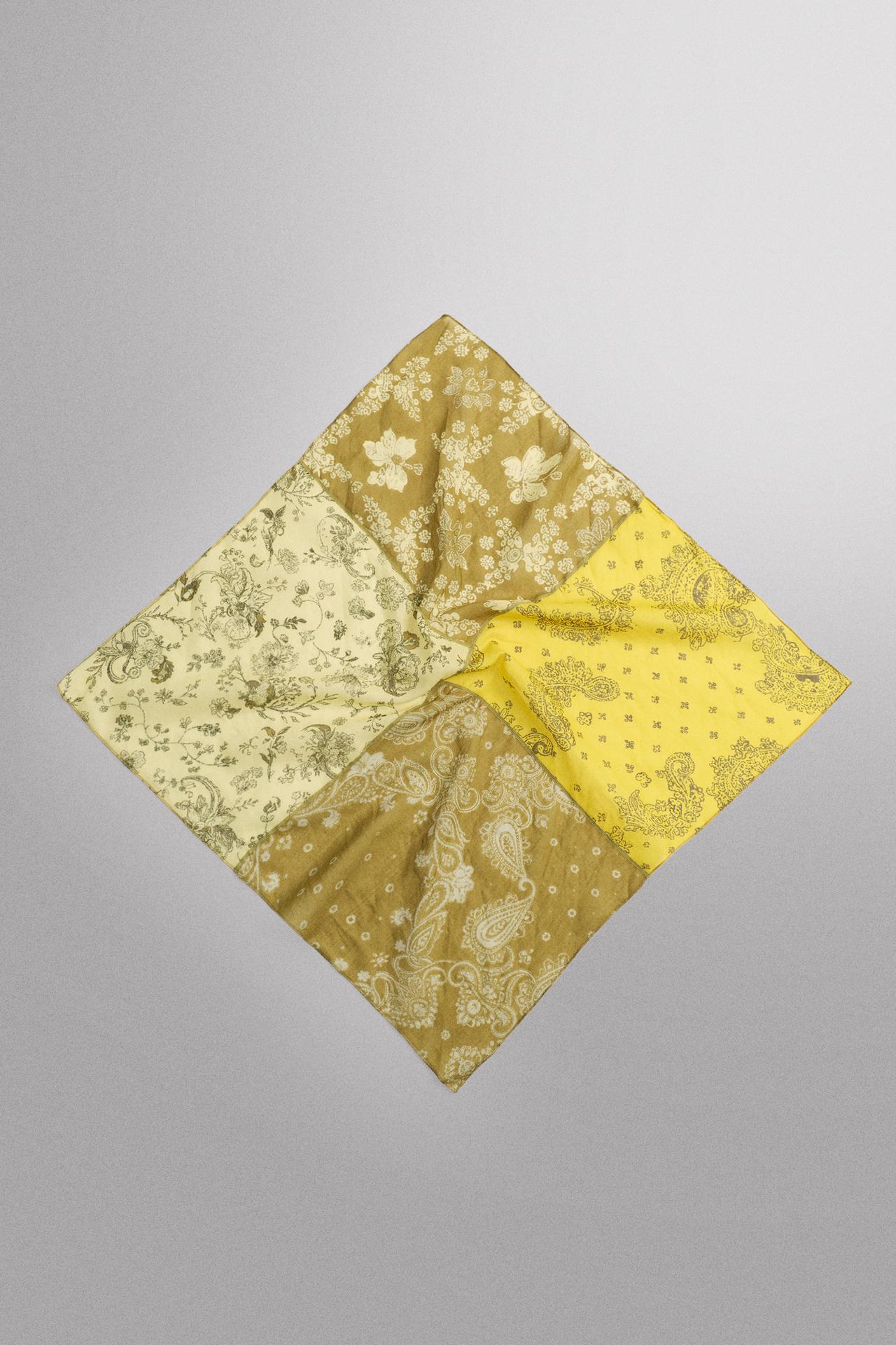 RAMIE-COTTON PATCHWORK BANDANA — Yellow
