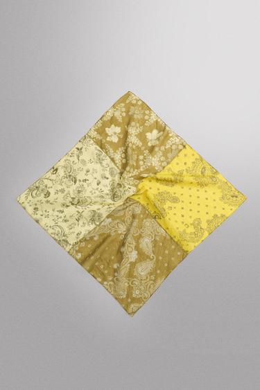 RAMIE-COTTON PATCHWORK BANDANA — Yellow 1