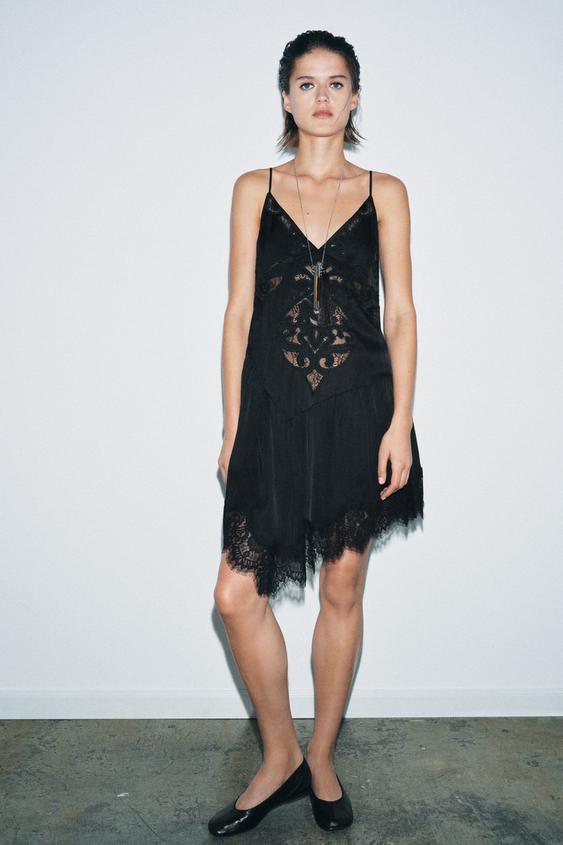 ZW COLLECTION ASYMMETRIC MINI DRESS - Black | ZARA United States ZW COLLECTION ASYMMETRIC MINI DRESS - Black | ZARA United States