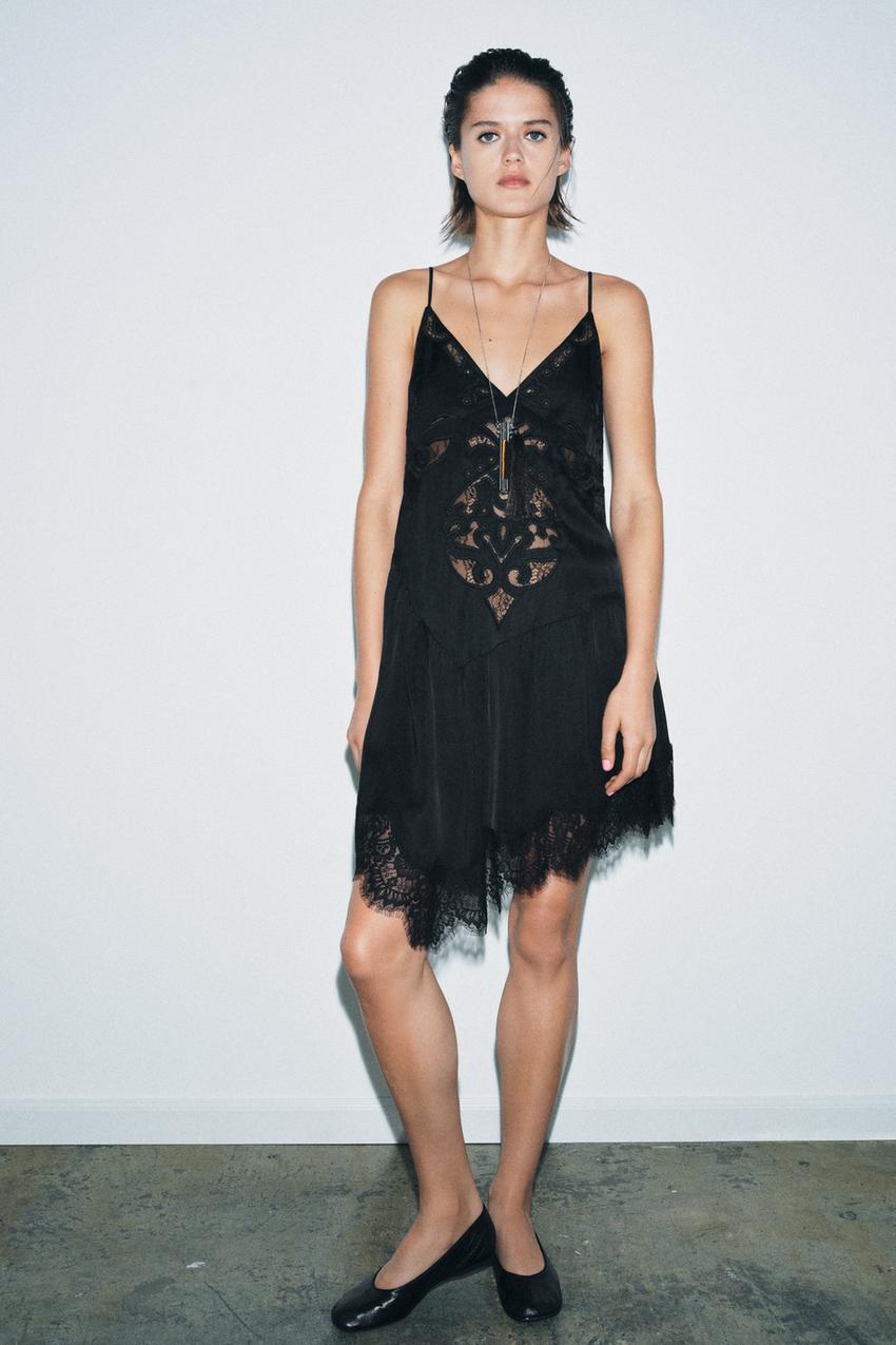 ZW COLLECTION ASYMMETRIC MINI DRESS - Black | ZARA United States ZW COLLECTION ASYMMETRIC MINI DRESS - Black | ZARA United States