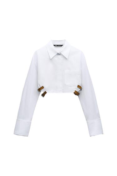 CAMISA CROP GABARDINA CINTURÓN
