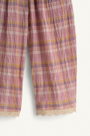 LIMITED EDITION TEXTURED CHECK TROUSERS - Pink by Zara - Image 7