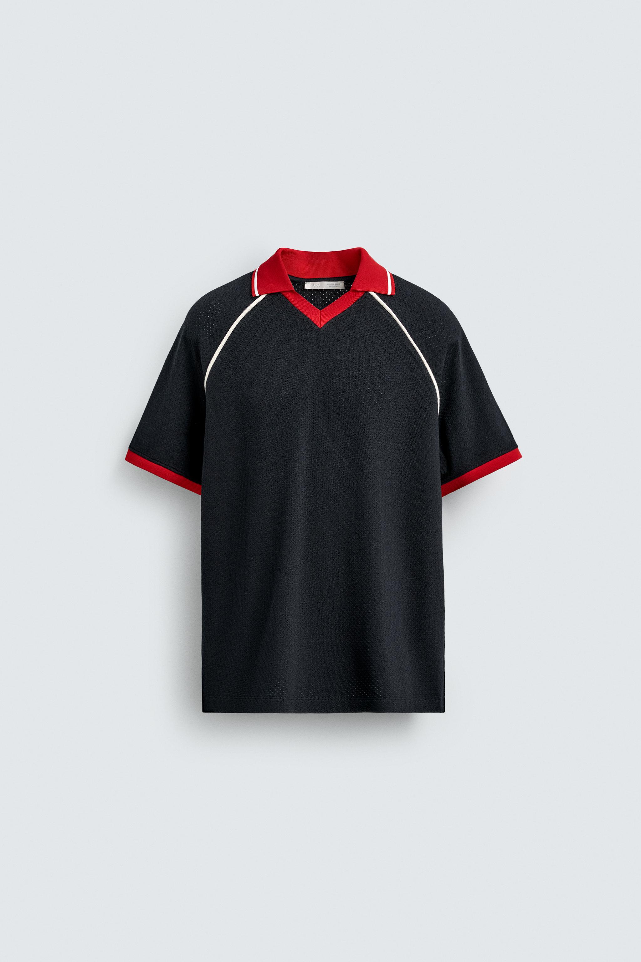 CONTRAST TRIM TEXTURED POLO — Navy blue