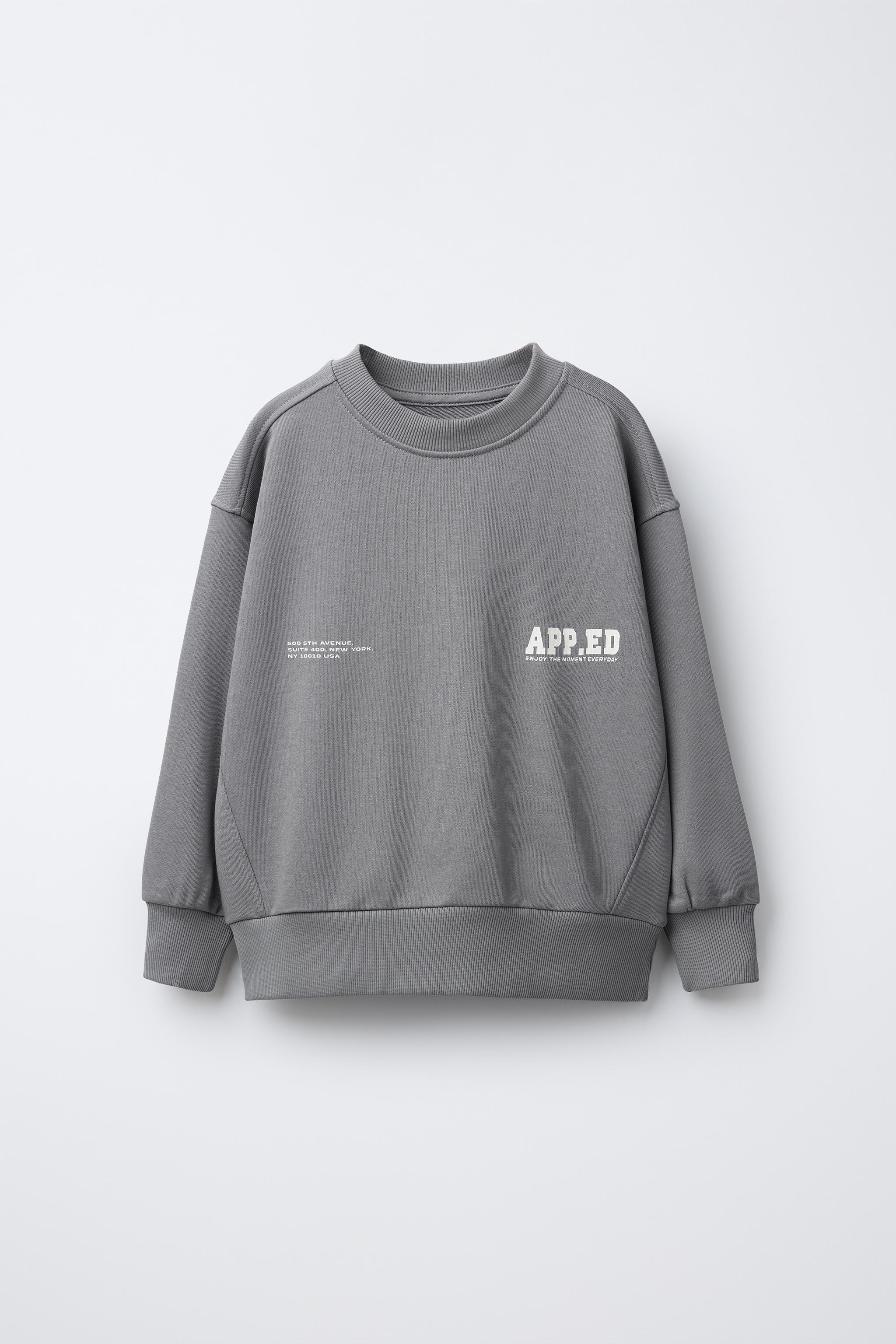 TEXT PRINT SWEATSHIRT AND JOGGER PANTS SET - Light gray