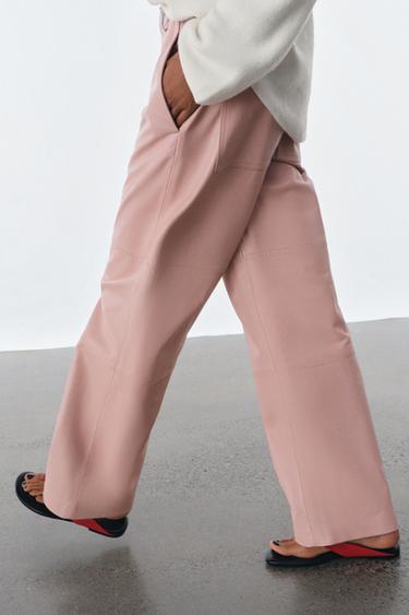 PANTALON EN CUIR 100% ZW COLLECTION ÉDITION LIMITÉE - Rose de Zara - Image 5