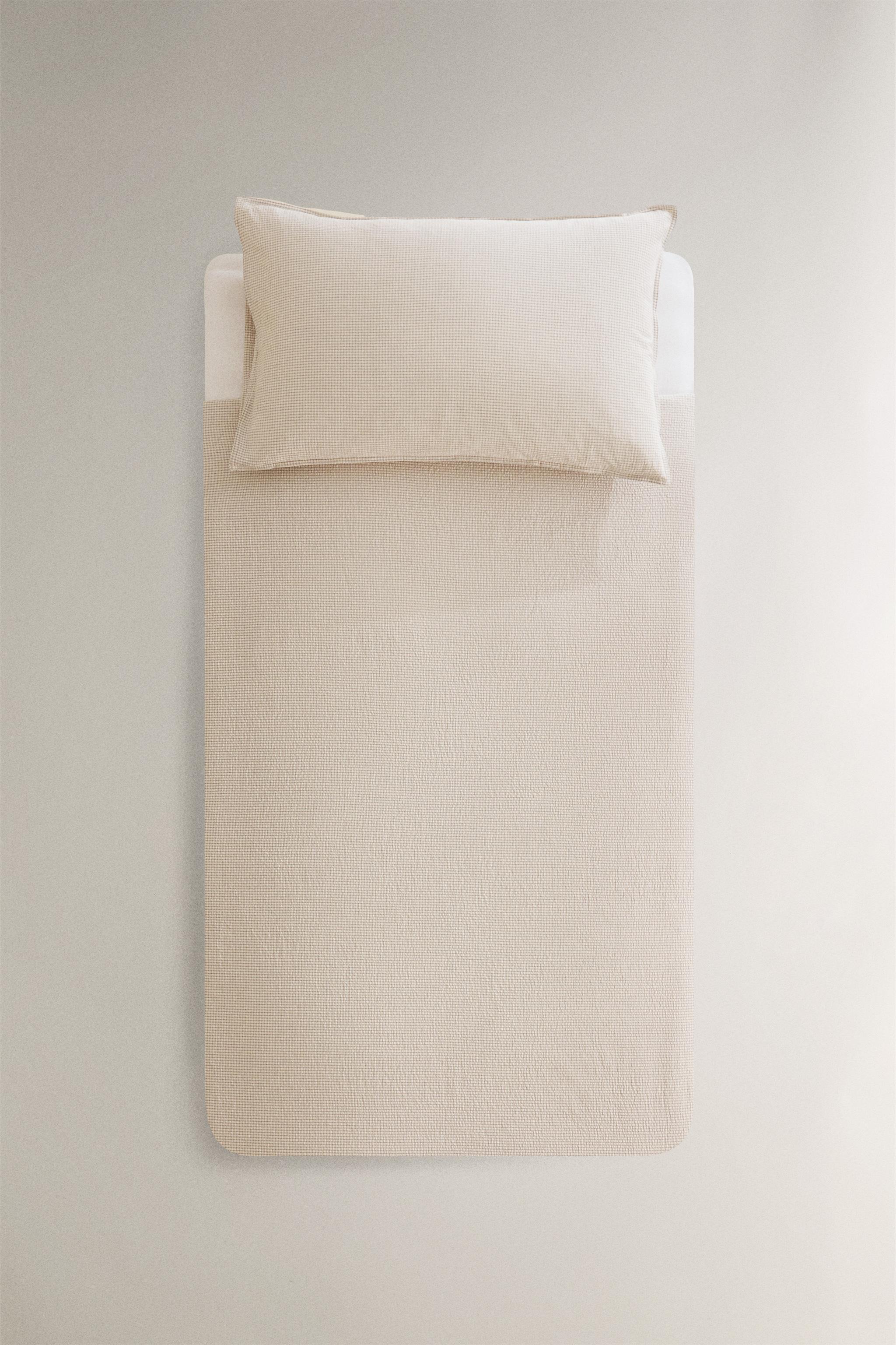 ZARA　ボックスシーツ　掛け布団カバー　セット　グレージュ　シングル ZARAHOME ボックスシーツ 掛け布団カバー セット グレージュ