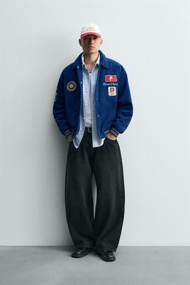 CORDUROY JACKET WITH EMBROIDERED PATCHES - Bluish by Zara
