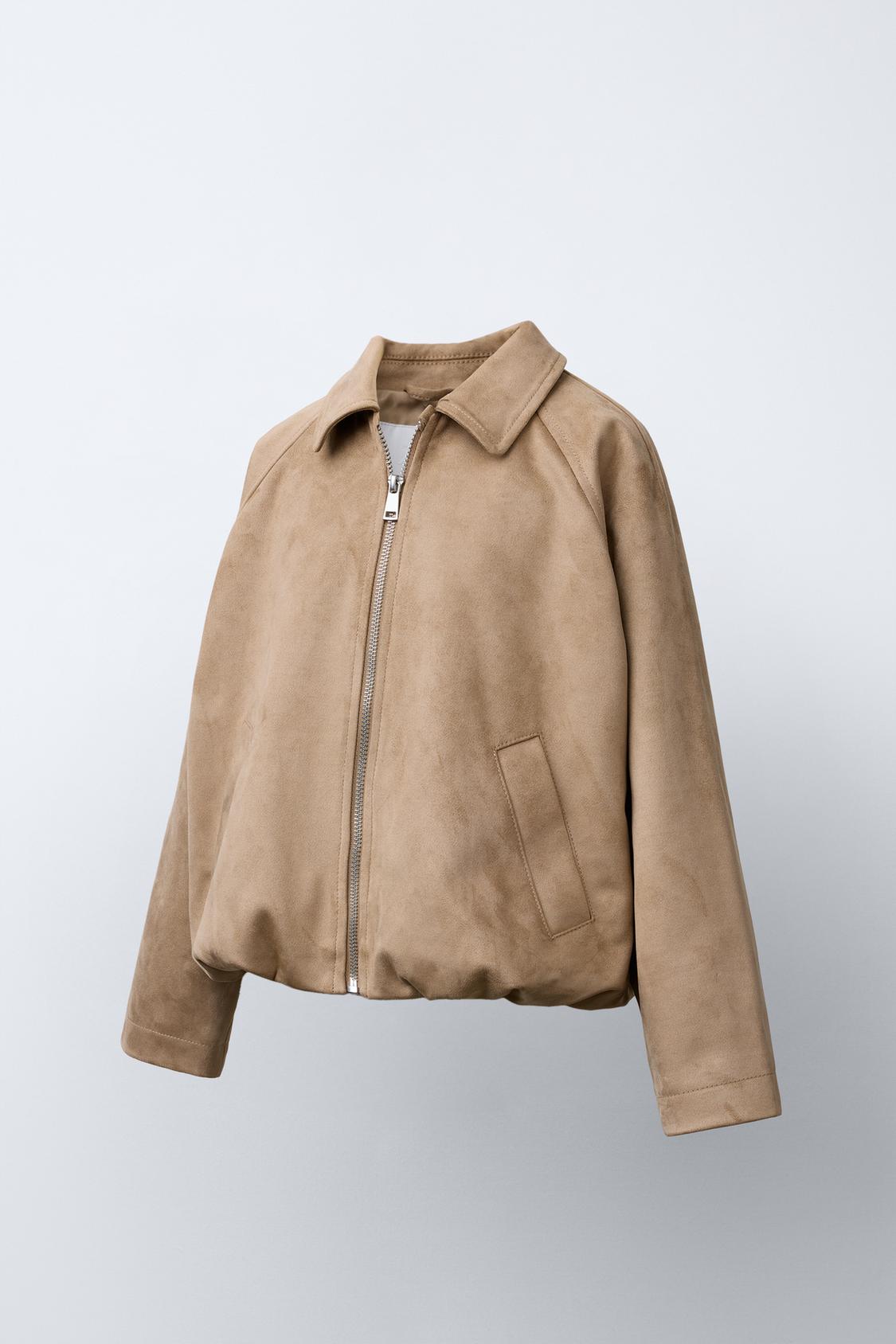 FAUX SUEDE BALLOON JACKET