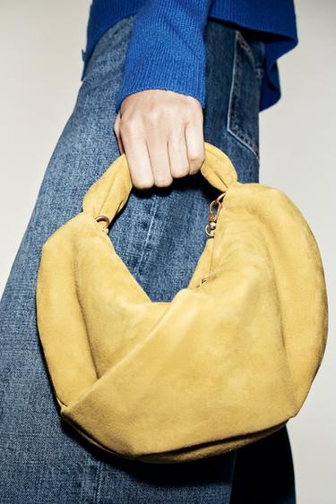 GATHERED LEATHER HANDBAG - Lime Green by Zara - Image 0