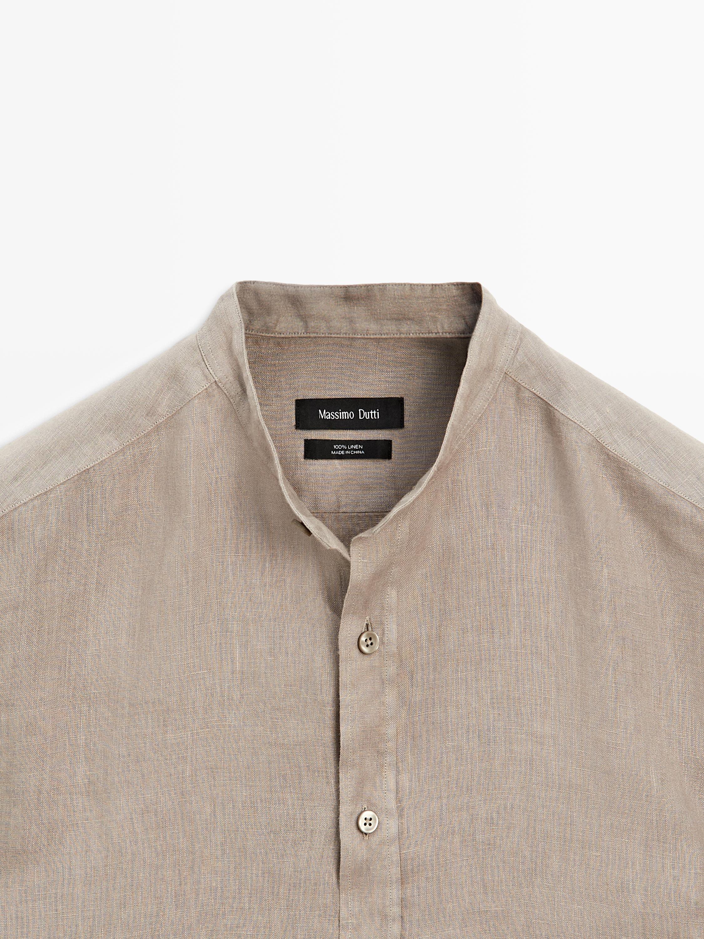 Slim fit stand collar shirt