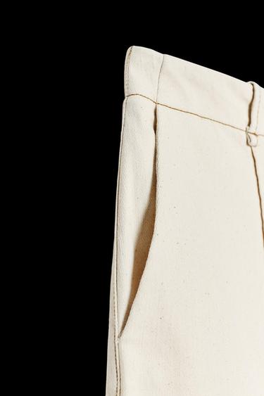 CULOTTE-HOSE MIT ZIERSTEPPNÄHTEN - Cremefarben von Zara