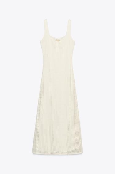 CROCHET MIDI DRESS - Ecru by Zara - Image 5