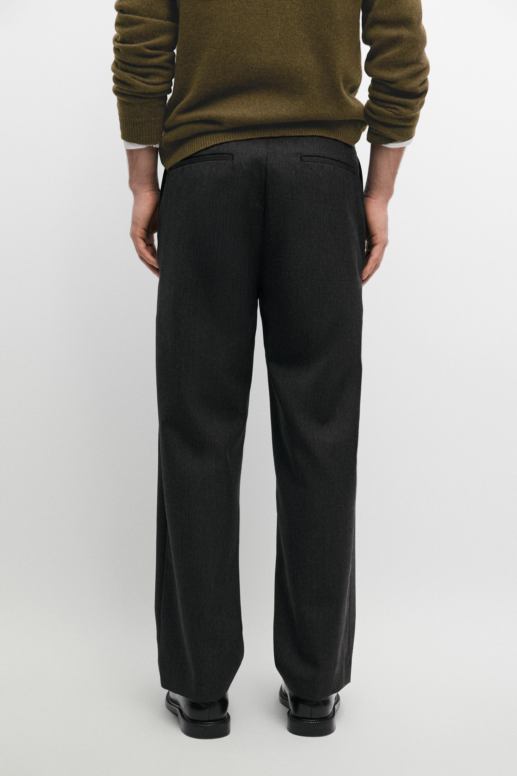 100% wool herringbone relaxed fit pants