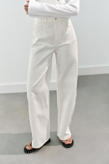 JEANS TRF EXTRA WIDE LEG TIRO ALTO - Branco roto de Zara