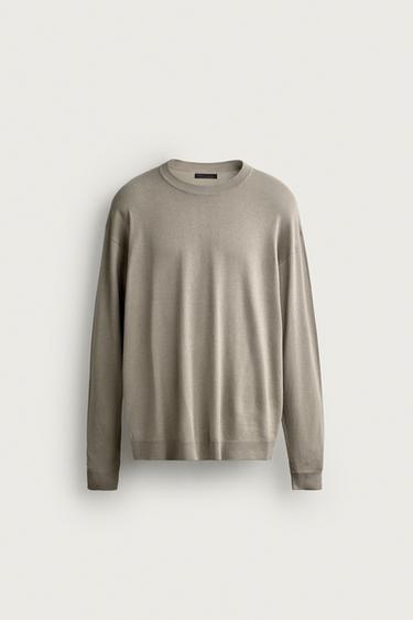 BASIC REGULAR FIT JUMPER - Grey / Beige by Zara
