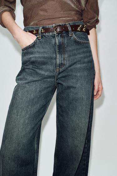 JEAN Z1975 DROIT EFFILÉ TAILLE HAUTE AVEC CEINTURE - Indigo de Zara - Image 3