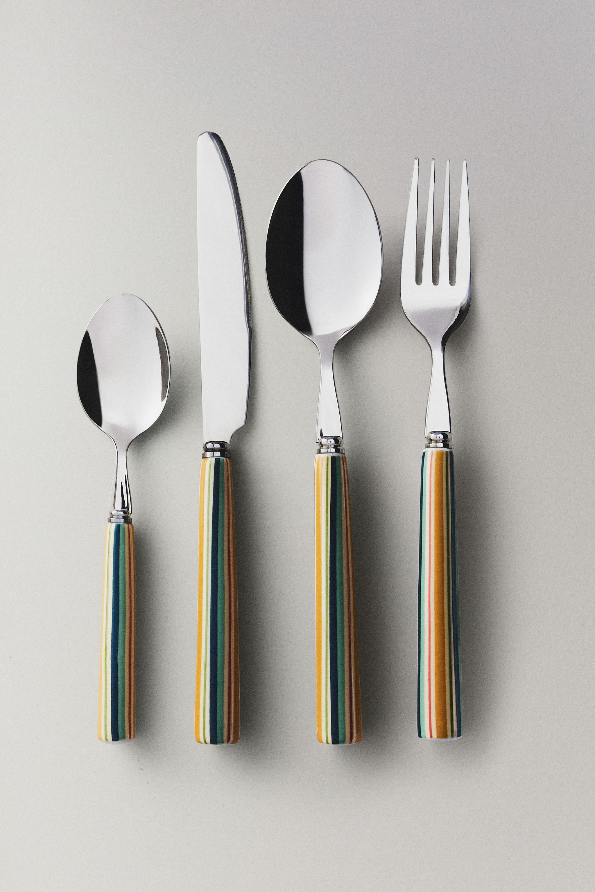 CERAMIC HANDLE FLATWARE SET (SET OF 4)