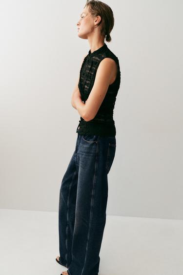 TOP EN DENTELLE À BRANDEBOURGS - Noir de Zara - Image 6