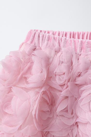 JUPE TEXTURÉE À FLEURS - Rose de Zara - Image 2
