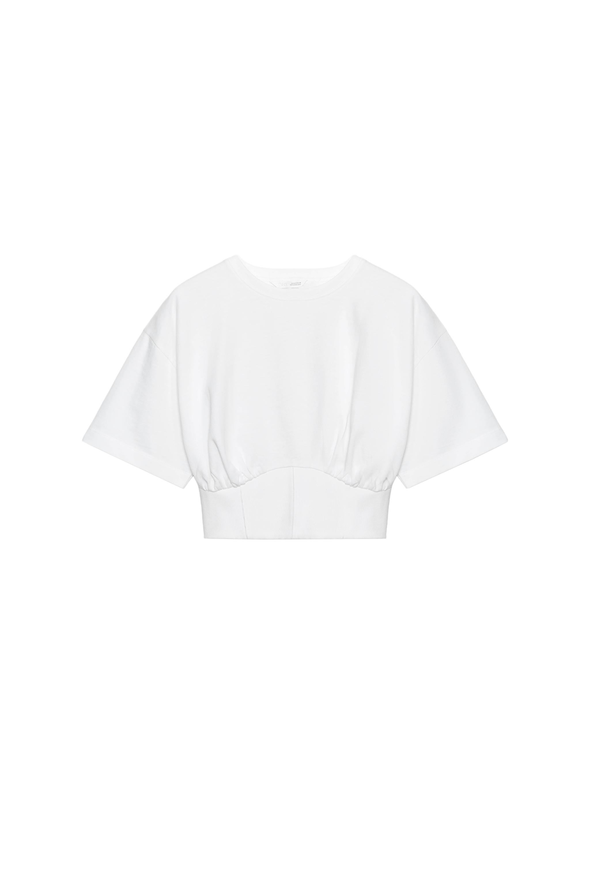 SHORT SLEEVE CROPPED T-SHIRT - White | ZARA United States
