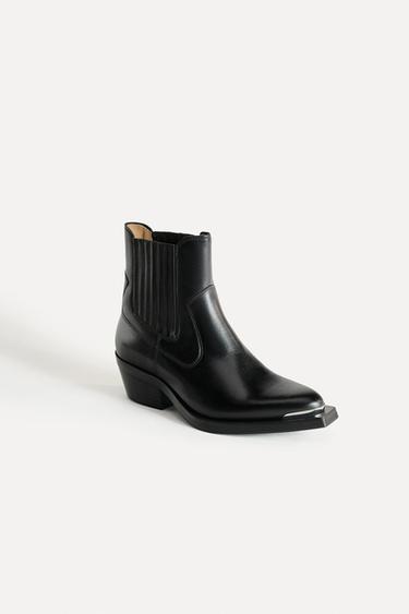 BOTTINES EN CUIR À BOUT POINTU 50E ANNIVERSAIRE - Noir de Zara - Image 2