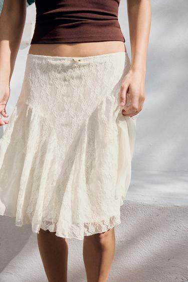 CONTRAST LACE SKIRT - Ecru by Zara - Image 2